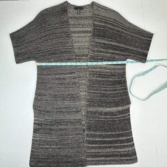 Eileen Fisher Women’s Black Tan Open Front Long Cardigan Sweater XXS/XS/C35.25 - Picture 9 of 13